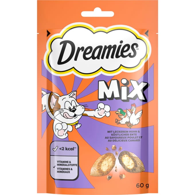 6x60g Kip & Eend Dreamies/Catisfactions Kattensnacks