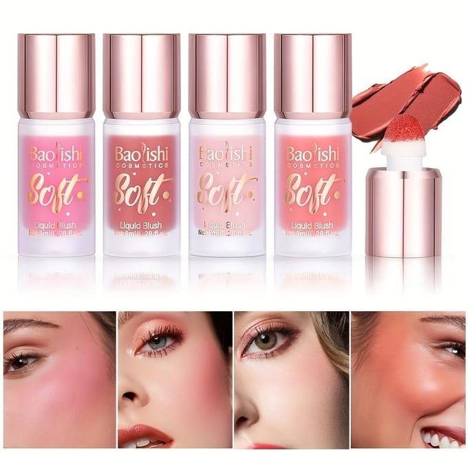 Vloeibare Blush Crème Glad Velvet Mat Shimmer Roze Blusher Natuurlijk Gemakkelijk Uit te Smeren