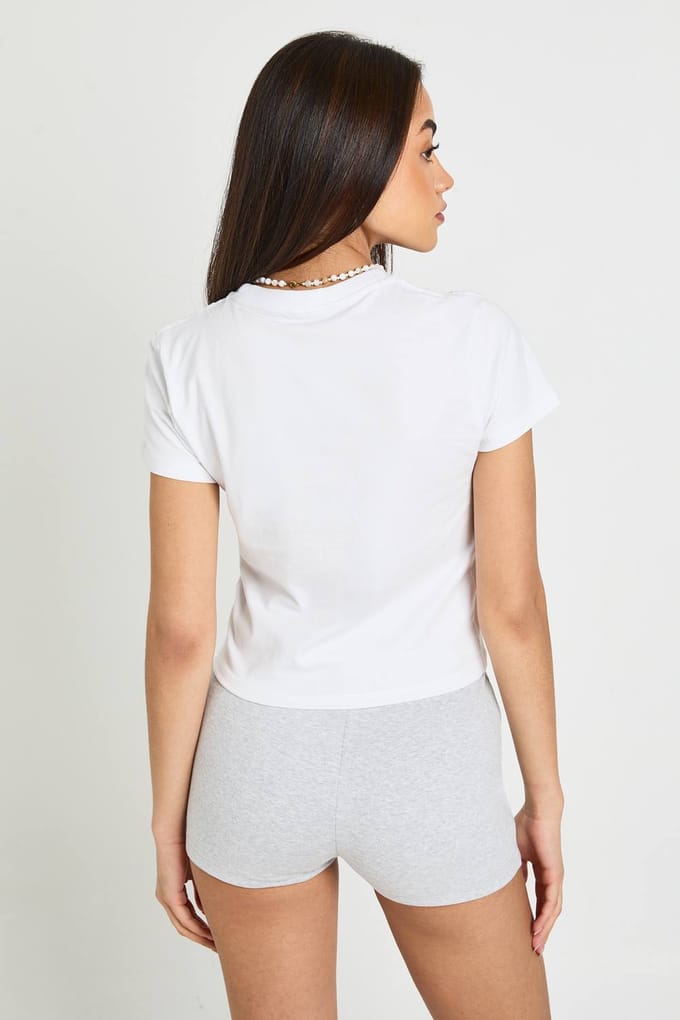 boohoo Dames Kokosnoot Print Baby Tee | Wit | Maat: Small