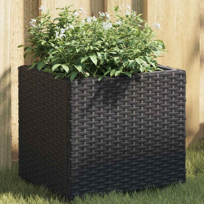 vidaXL - Plantenbakken - 2 - st - 36x30x32 - cm - poly - rattan - zwart