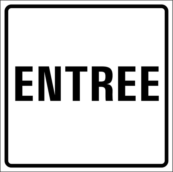 Entree sticker, wit zwart 100 x 100 mm