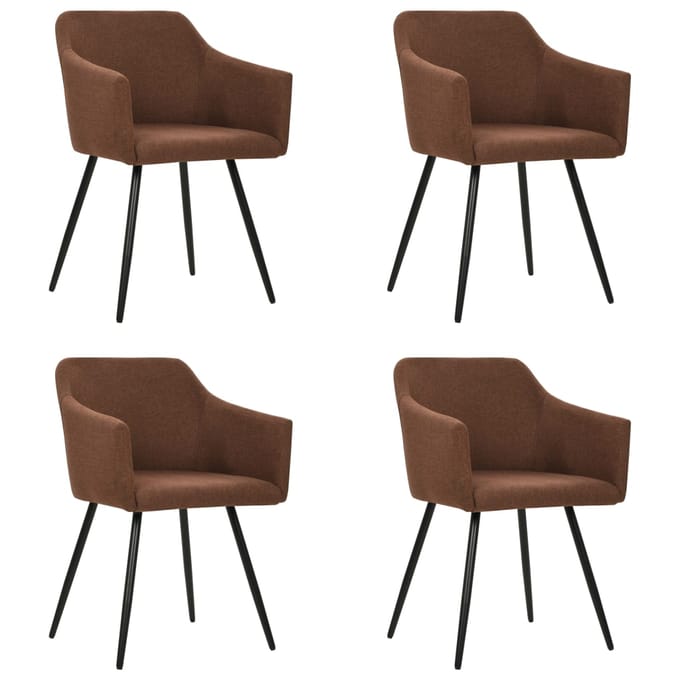 vidaXL Eetkamerstoelen 4 st stof bruin