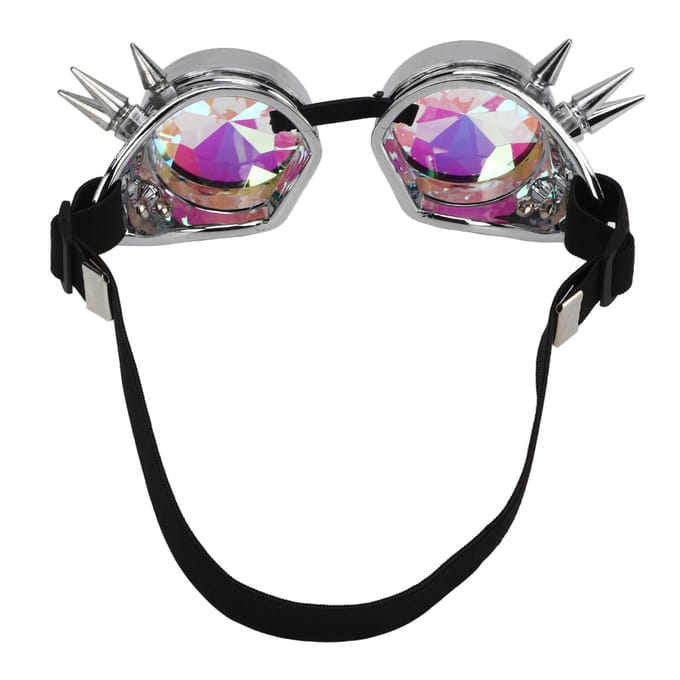Steampunk Bril Retro PC ABS met Elastische Band Kaleidoscoop Rave Bril voor Feest Glans Zilver gray
