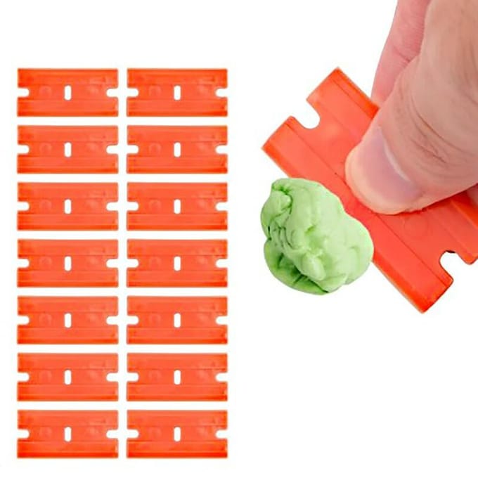 Étiquette de lame de rasoir en plastique Double face, dissolvant de colle pour vitres, grattoir propre pour voiture, raclette autocollante, 100 pièces/ensemble 100pcs red