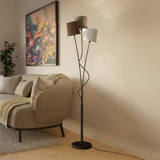 EGLO Maronda Vloerlamp - E14 - 152 cm - Zwart/Antraciet/Wit/Bruin