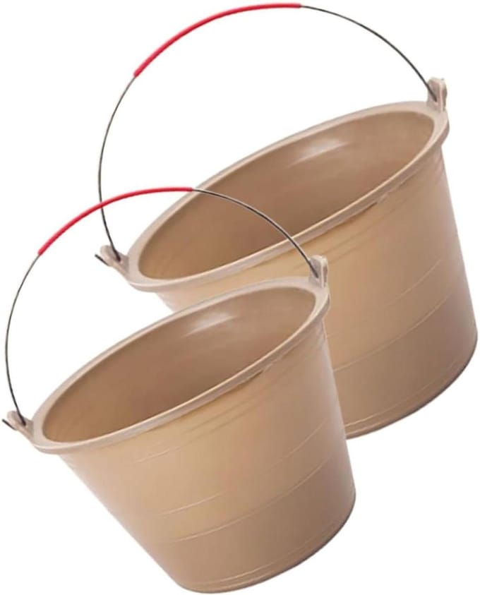 Cement Emmer - Mengbak Grijze - Bouwplaats Werk - Versterkte Plastic - 2 Stuks - Grijs