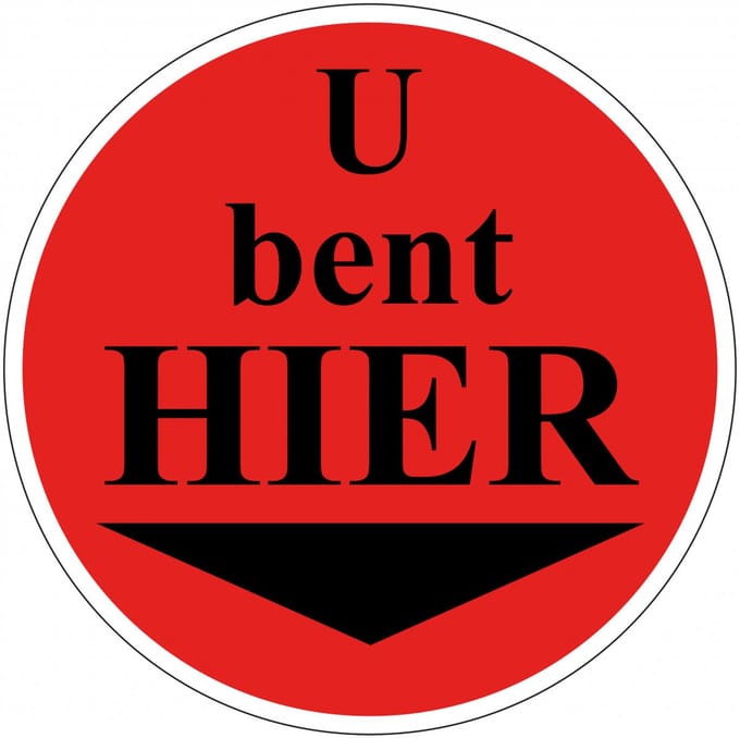 U bevindt zich hier sticker 150 mm