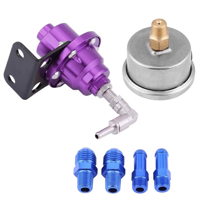 Universele Aluminium Auto 160psi Verstelbaar 1: 1 Brandstofdrukregelaar Oliemeter Kit (Paars) gray