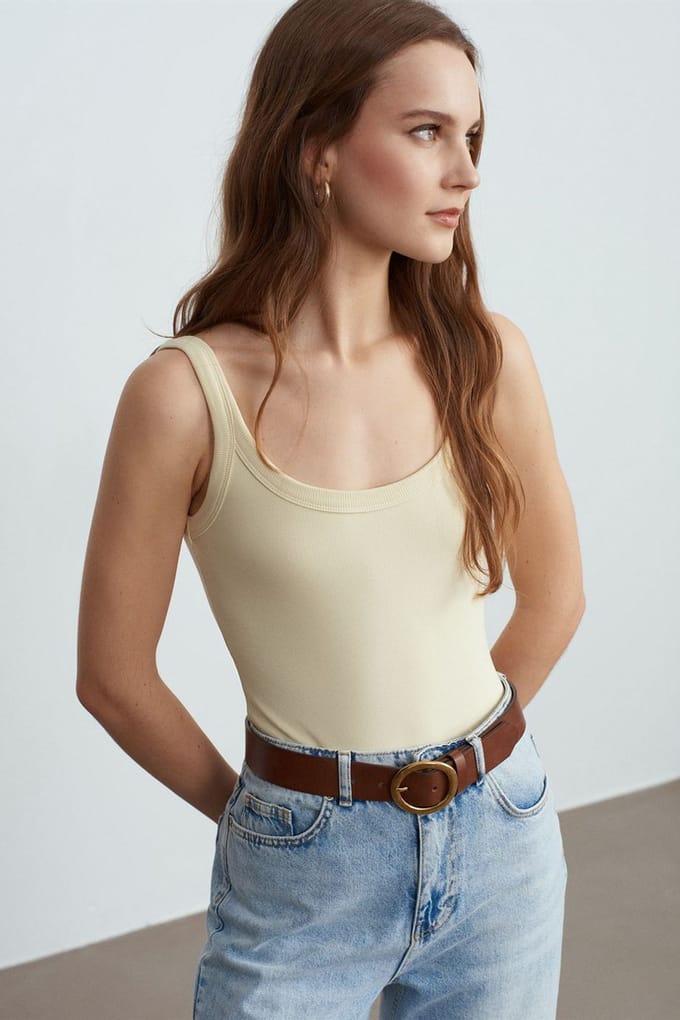 Mouwloze Geribbelde Katoenmix Romper