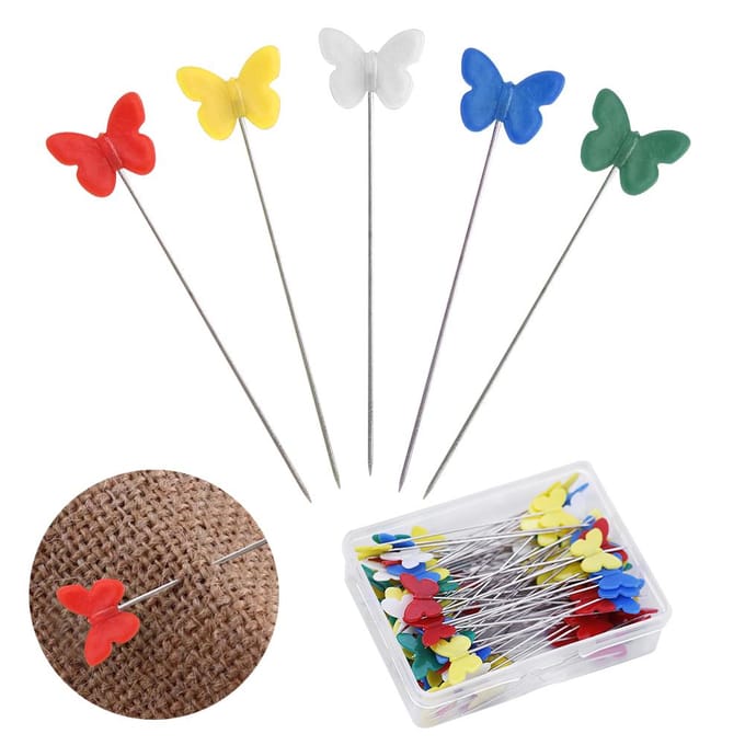 200 Stuks Quiltspelden Vlindervormig Einde Platte Kop Naaispelden Gemengde Kleuren Set gray