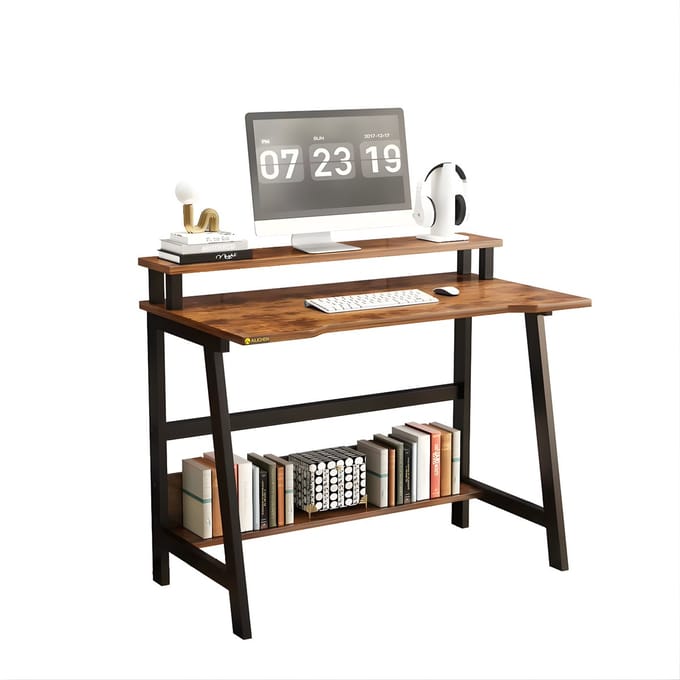 Computerbureau 80 cm met Monitorstandaard - Gaming & Thuiskantoor Bureau - Bruin