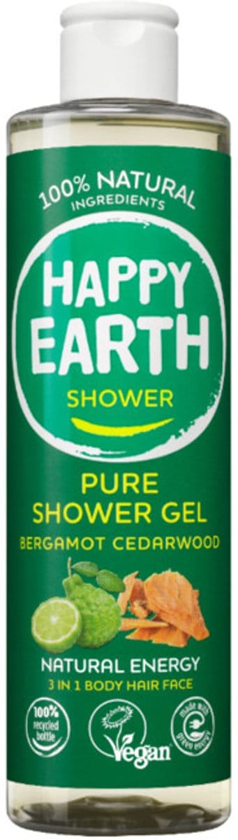 Happy Earth 3-in-1 Douchegel - Bergamot Cedarwood - 100% Natuurlijk - 300 ml