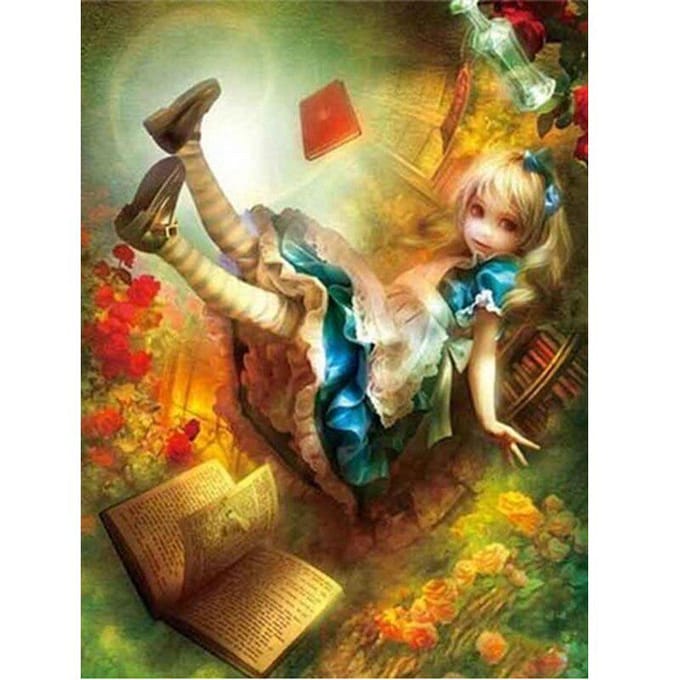5D bricolage diamant mosaïque dessin animé fille diamant peinture point de croix 20X30CM beige