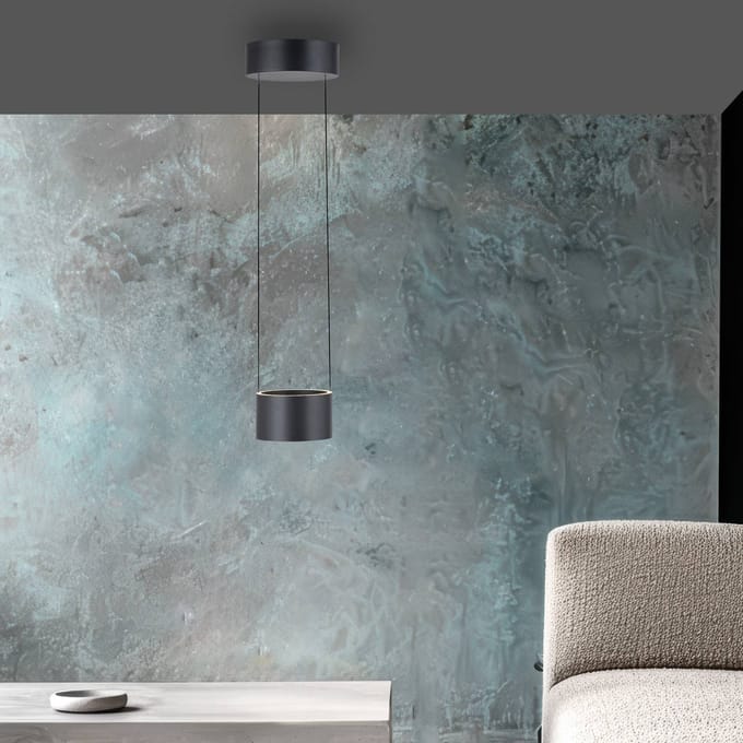 LED hanglamp PURE Clipse, grijs, Ø 20 cm, CCT-dimmer, 2-lamps