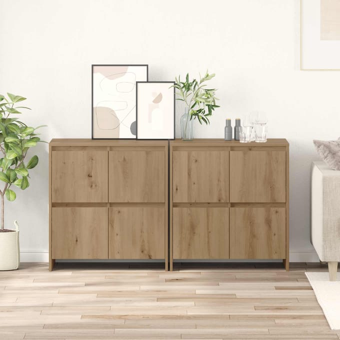 vidaXL - Dressoirs - 2 - st - artisanaal - eikenkleurig - 70 - x - 41 - x - 75 - cm