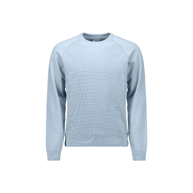 No Excess Pullover Crewneck Solid Waffle Knit Dusty Blue Maat: S | Sweaters Outlet | Heren | Blauw