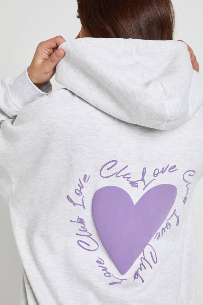 boohoo Dames Love Club Puff Print Oversized Hoodie | Ash Grey | Maat: Medium