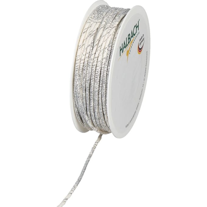 Katoenen koord met lurex en kneedbare draadkern - Wit/Zilver