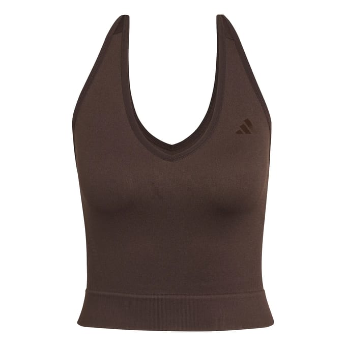 Adidas Performance Workout Essentials Knit Halterneck T-Shirt - Dames - Bruin