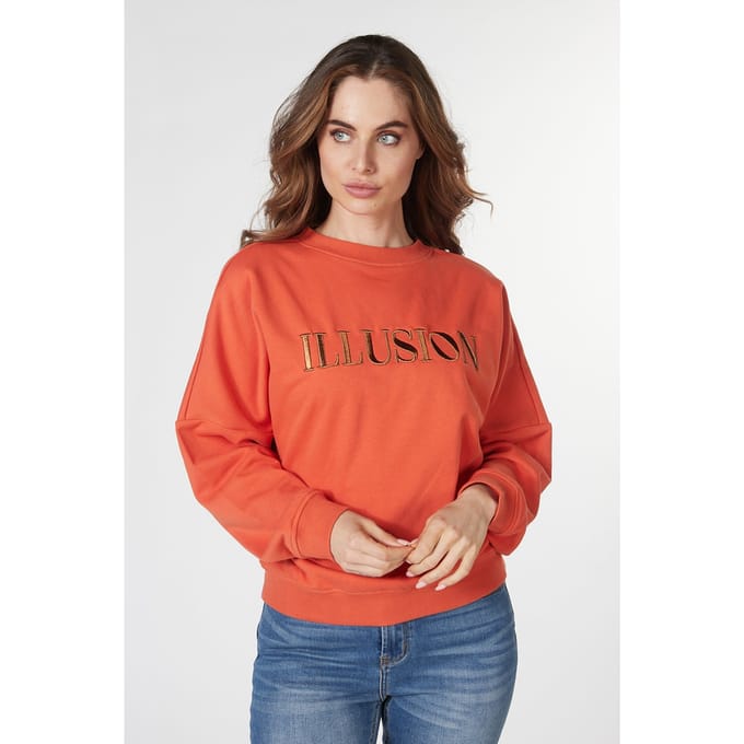 EsQualo Sweater Illusion Pumpkin Größe: S | Pullover Outlet | Damen | Orange