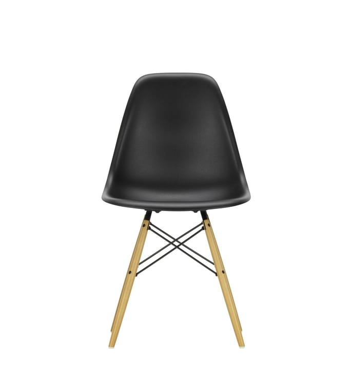 Vitra - DSW Eames Plastic Sidechair - gelige esdoorn - diepzwart RE