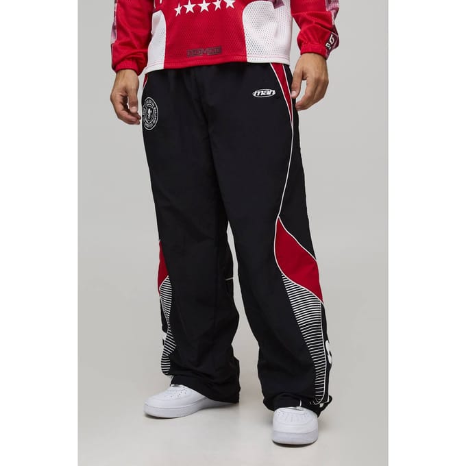 Baggy Elastische Taille Moto Nylon Broek | Black | Size XL