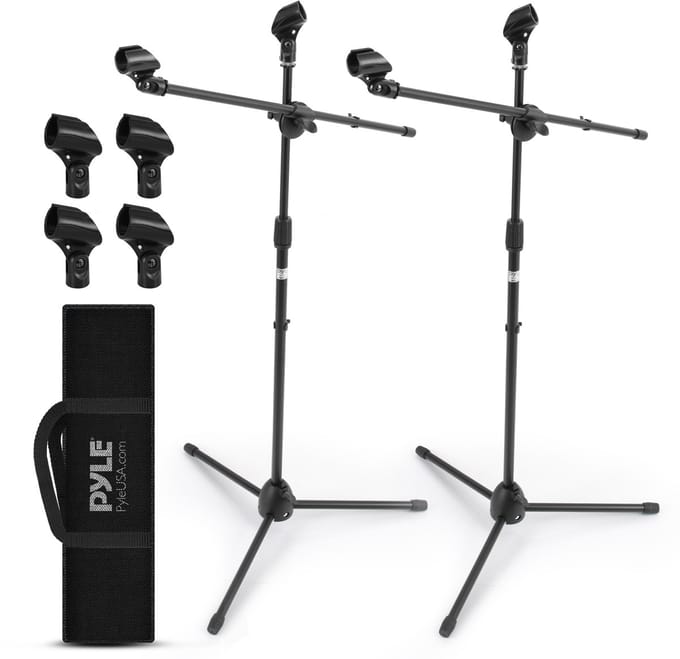 Pyle Microfoonstandaard 2-pack – Universele Verstelbare Tripod – In hoogte verstelbaar met 5/8″ adapter – Inclusief draagtas