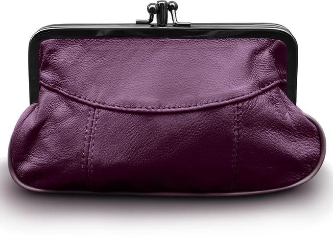 THL Design - Dames Knip Beurs - Portemonnee Dames - Echt Leer Bordeaux rood