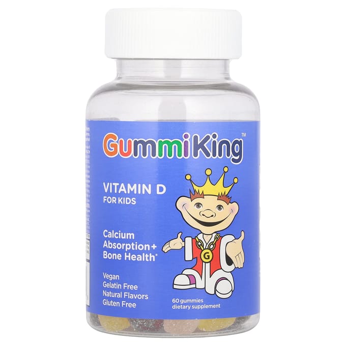 GummiKing, vitamine D voor kinderen, 15 mcg, 60 gummies (7,5 mcg per snoepje)