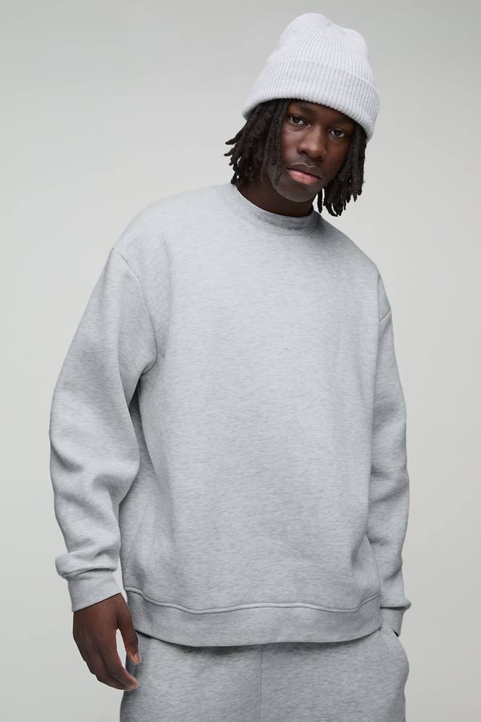 330GSM Oversized Sweatshirt | Grey Marl | Size Large