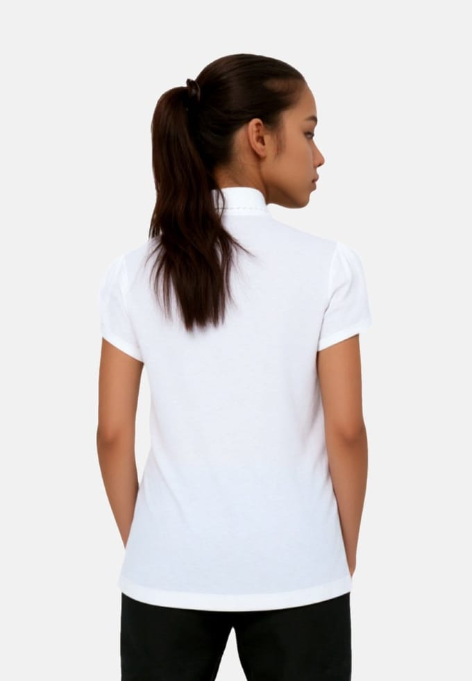 Polo Lacoste Girls Petite Blanc-Maat 128