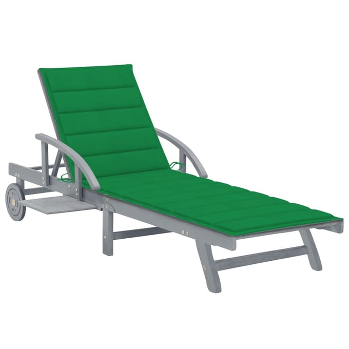 vidaXL - Ligbed - met - kussen - massief - acaciahout