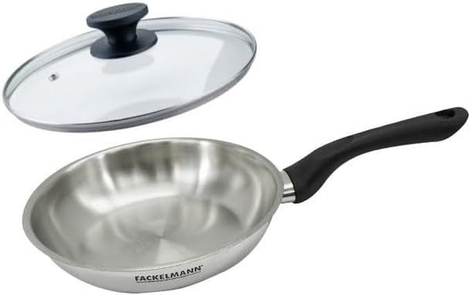 Koekenpan 20 cm RVS met Glazen Deksel voor Inductie