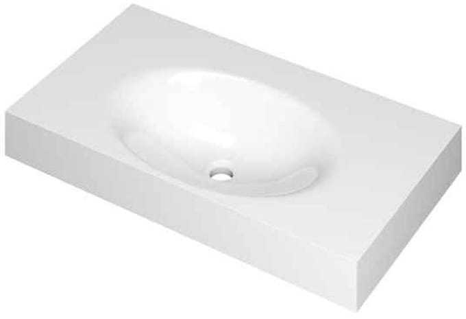 INK Smooth Wastafel Polystone Centraal Zonder Kraangat - 800x450x90 mm - Glans Wit