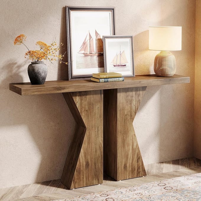 Tribesigns - Console Tafel - Dressoirtafel - Industrieel - Bijzettafel - Hout - Bruin - 30 x 140 x 80 cm