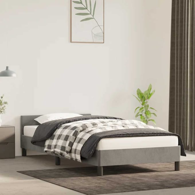 vidaXL - Bedframe - zonder - matras - 80x200 - cm - fluweel - lichtgrijs