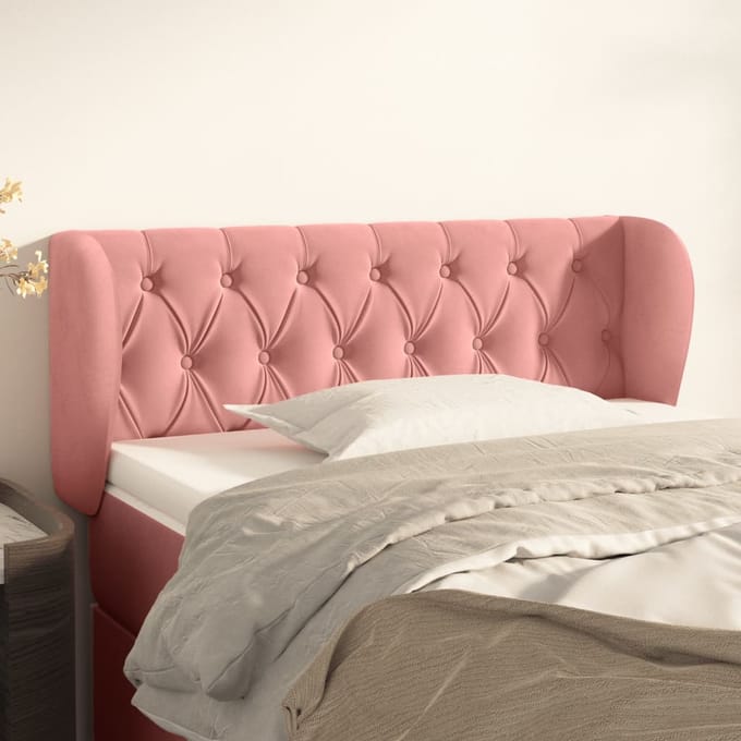 vidaXL - Hoofdbord - met - randen - 103x23x78/88 - cm - fluweel - roze