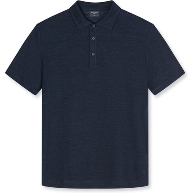 regular fit poloshirt van mix van linnen en elastaan