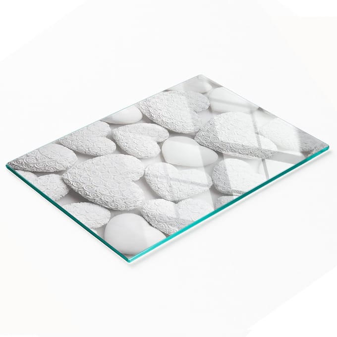 Decoratieve glazen serveerplank met hartjesmotief voor het serveren van snacks, 80x52 cm