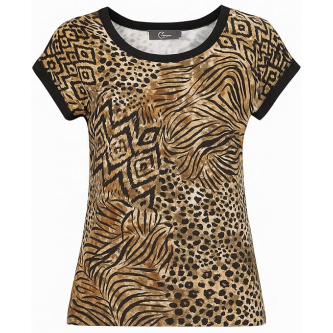Geisha T-shirt with rib jersey aop dessin