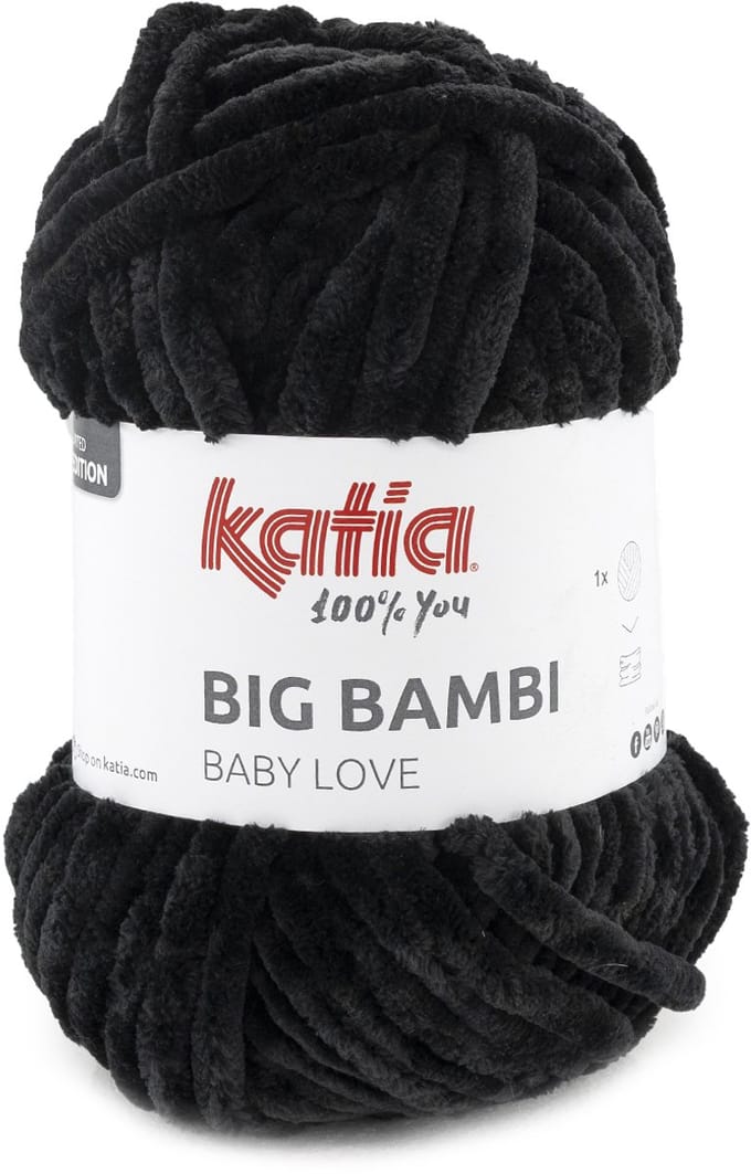 Katia Big Bambi - 109 zwart - XXL Chenille Garen
