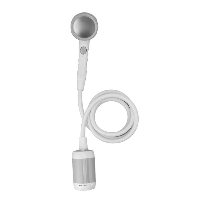 Ensemble de douche portable ABS acier inoxydable PVC 3 vitesses électrique alimenté par batterie pompe de douche de camping pour gris argent