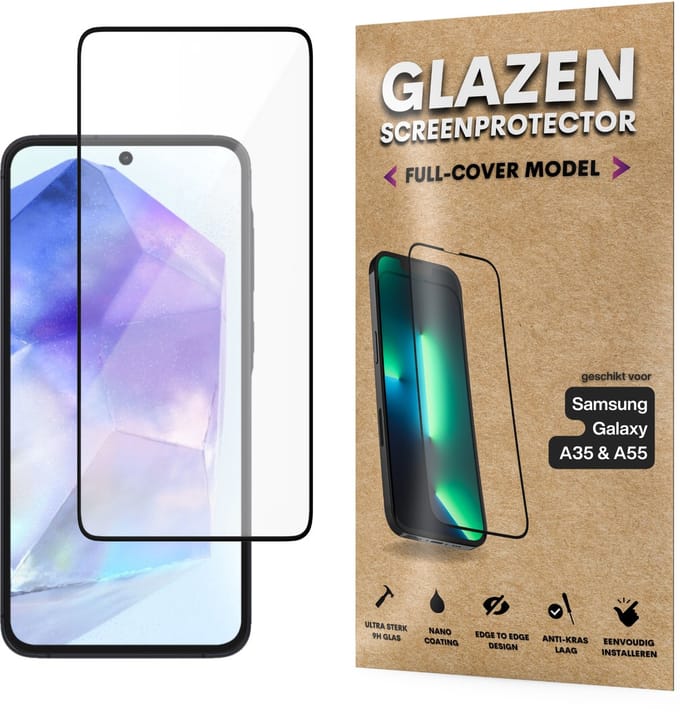 Screenprotector - Geschikt voor Samsung Galaxy A35 / A55 - Gehard Glas - Full Cover Tempered Glass - Case Friendly