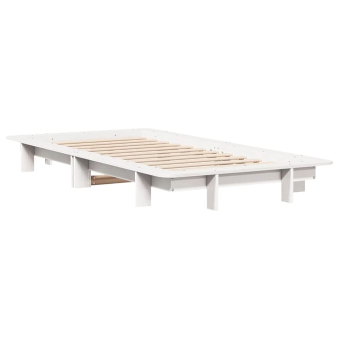 vidaXL - Bedframe - zonder - matras - massief - grenenhout - wit - 90x200 - cm