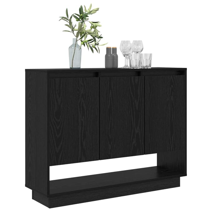 vidaXL - Dressoir - Zwart - Eiken - 97 - x - 29 - x - 75 - cm - Bewerkt - hout