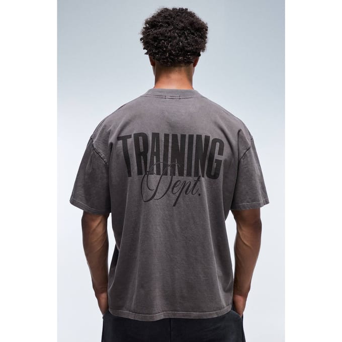 Training Dept Oversized Gewassen T-shirt Met Verlengde Hals | Chocolate | Size Medium