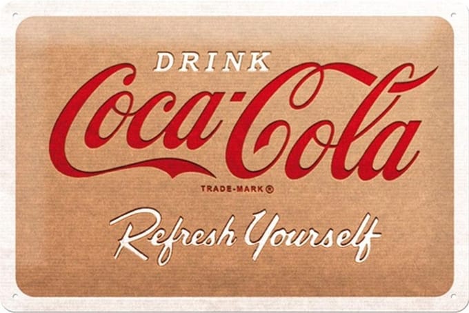 Coca-Cola Cardboard Logo Metalen Bord - 20 x 30 cm