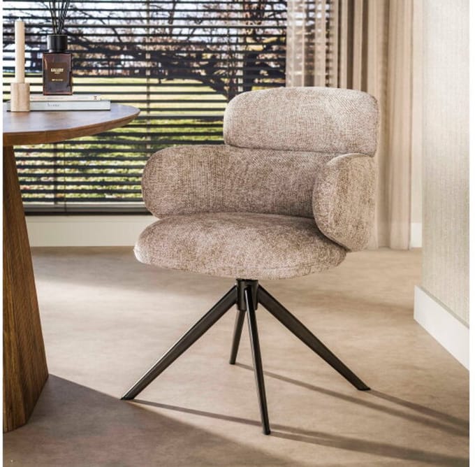 Armstoel Flex draaibaar VPE2 - Hoven zand-bruin - eetkamerstoelen set van 2