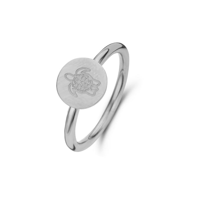 CO88 Collection Sense 8CR-10013-54 Stalen Ring met Schildpad - Maat 54 - Zilverkleurig