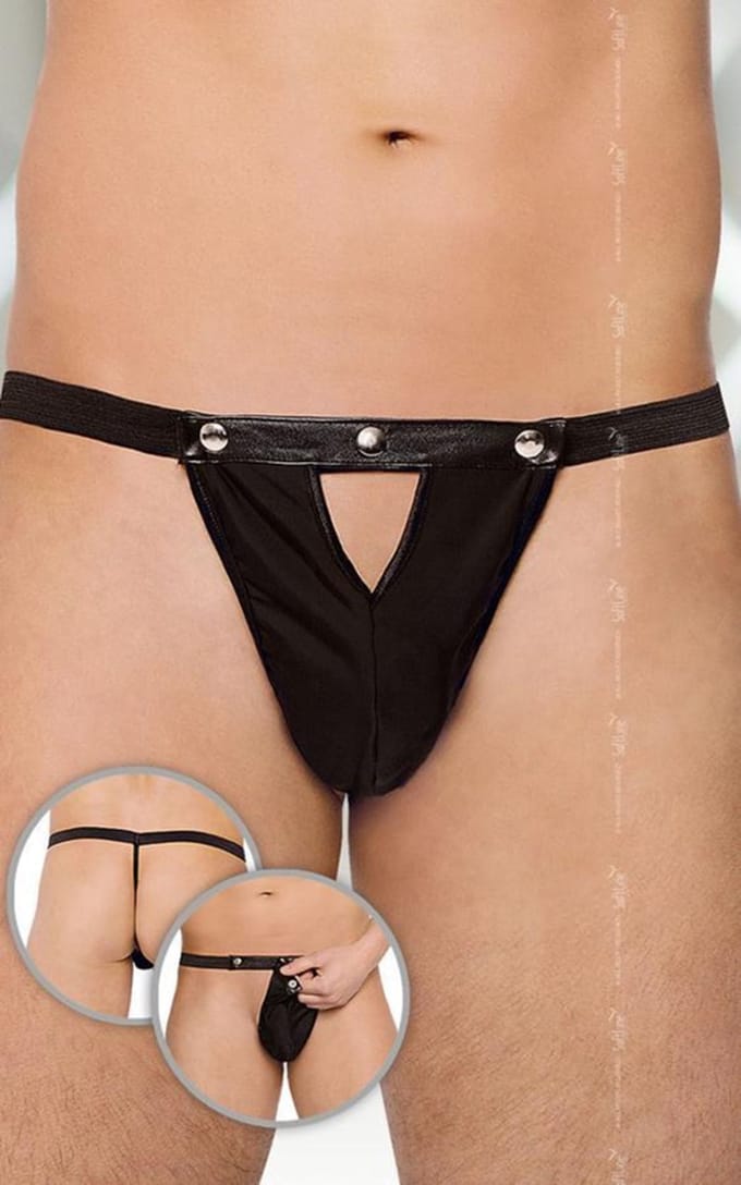 SoftLine herenstrings met drukknopen- zwart S t/m L